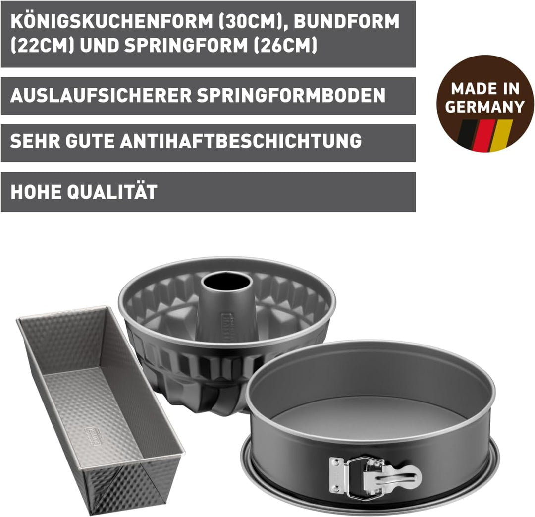 Original Kaiser Inspiration Backformen Backset 3-teilig, mit Springform (Flachboden), Gugelhupf Back