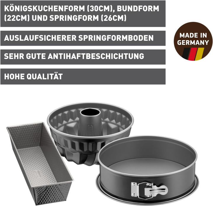 Original Kaiser Inspiration Backformen Backset 3-teilig, mit Springform (Flachboden), Gugelhupf Back