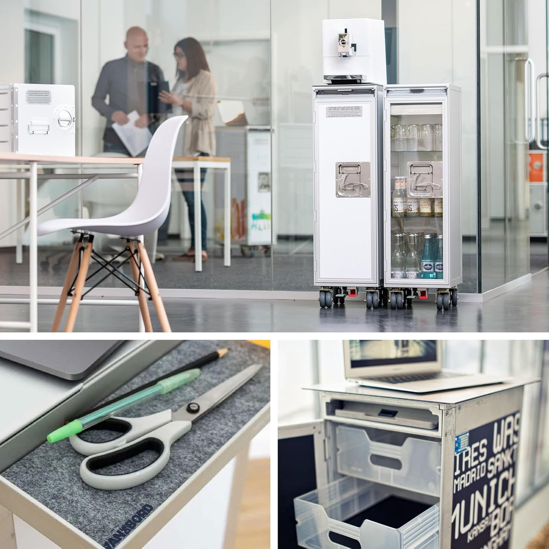 VanDeBord Ausstattungspaket Büro & Homeoffice, Zubehör für Airline Trolleys, Büro-Rollcontainer, Hom