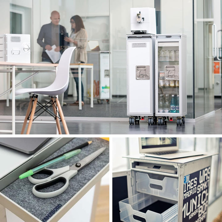 VanDeBord Ausstattungspaket Büro & Homeoffice, Zubehör für Airline Trolleys, Büro-Rollcontainer, Hom