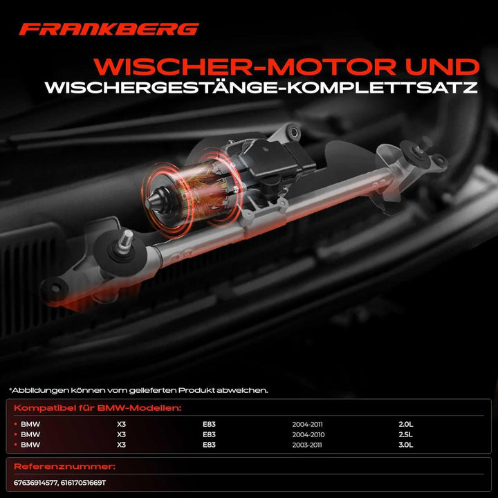 Frankberg Wischergestänge mit Wischermotor Vorne für X3 E83 2.0L 2.5L 3.0L 2003-2011 67636914577