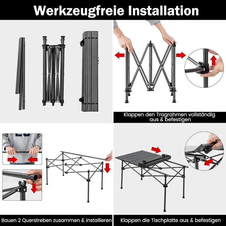 GYMAX Campingtisch Klapptisch Faltbar 95 x 55 x 50 cm Gartentisch Balkontisch Klappbar inkl. Trageta