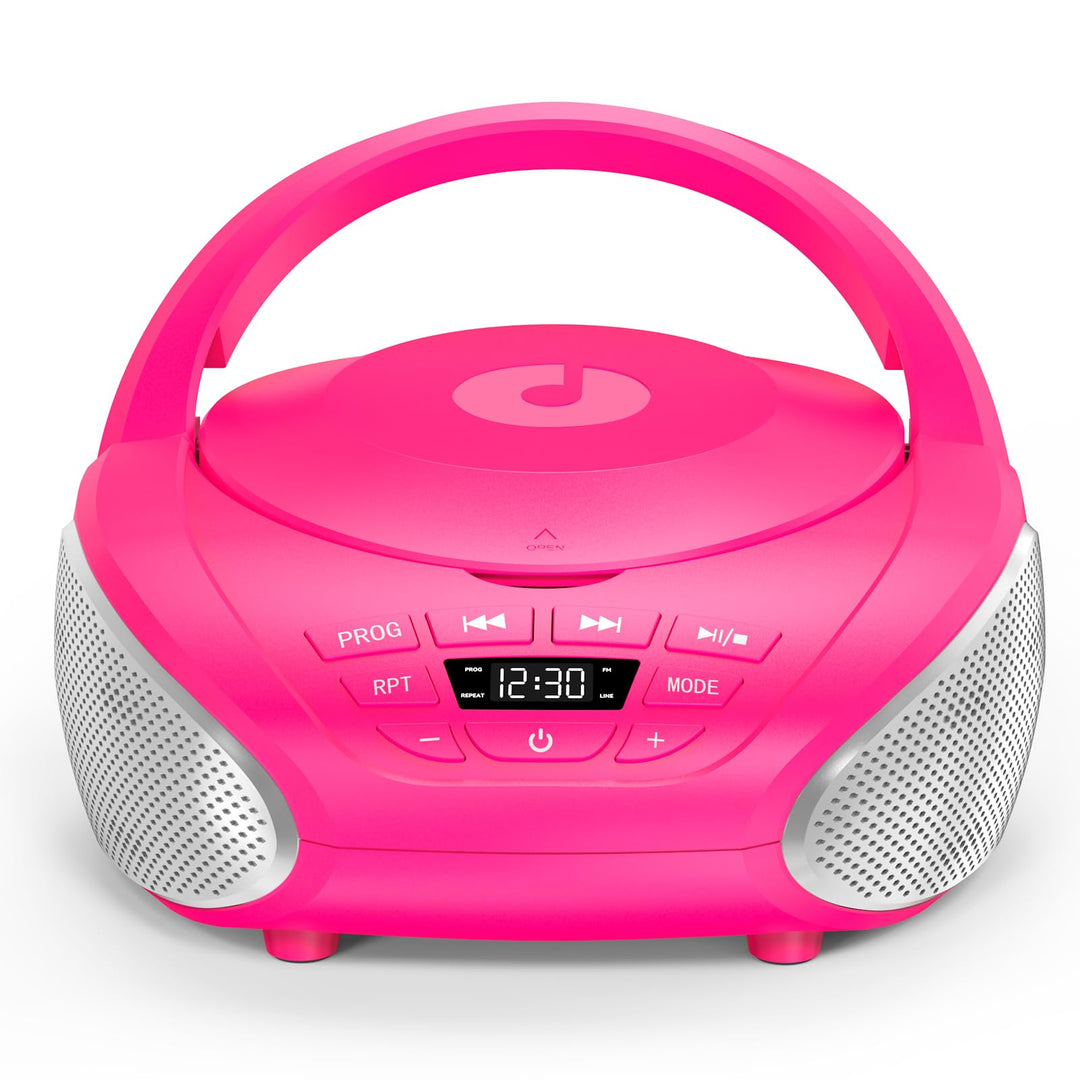 Gueray Tragbarer CD-Player Boombox Kompakt-Radio mit Stereo-Lautsprechern UKW-Radio 3,5-mm-AUX-Einga