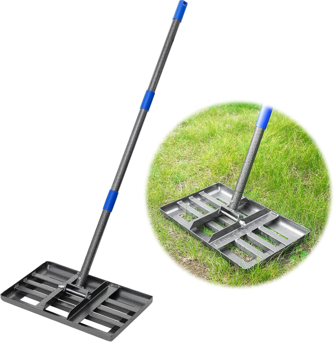 Rasenrechen Metall 152cm, Nivellierrechen mit glatten Kanten zum Rasen Einebnen und Erde Verteilen -