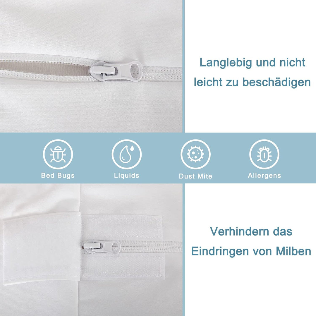 Bedecor Wasserdichter Matratzenbezug 100 x 200 cm mit Reissverschluss，Matratzenschoner Baumwolle，Atm