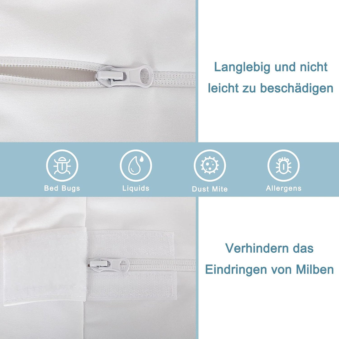 Bedecor Wasserdichter Matratzenbezug 160 x 190 cm mit Reissverschluss Matratzenschoner Baumwolle Atm