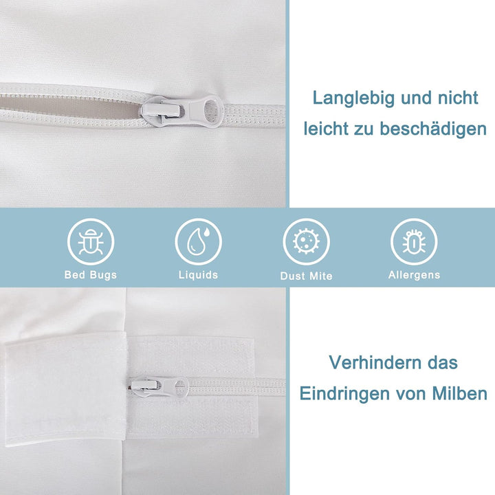 Bedecor Wasserdichter Matratzenbezug 180 x 200 x 25 cm, mit Reissverschluss Matratzenschoner 180 x 2