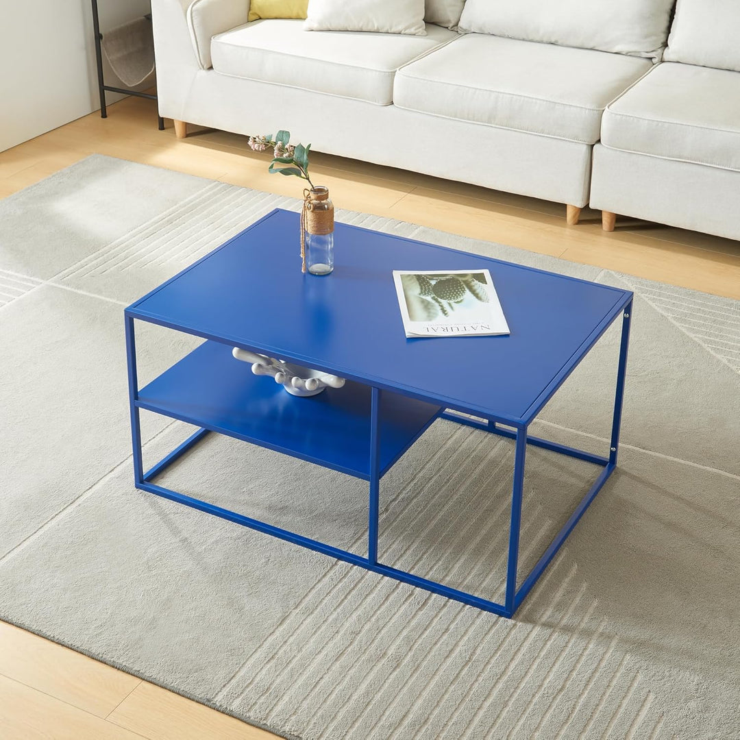 [en.casa] Couchtisch Solund Beistelltisch Metall Wohnzimmertisch mit Stauraum Sofatisch rechteckig K