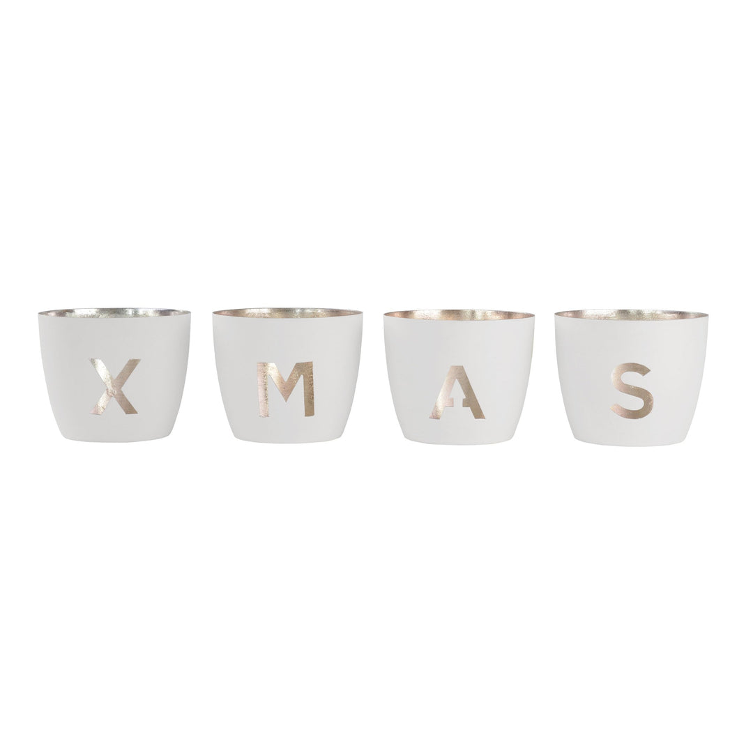 Gift Company Madras Windlicht Set Weiss/Gold H8,5Cm, D10Cm