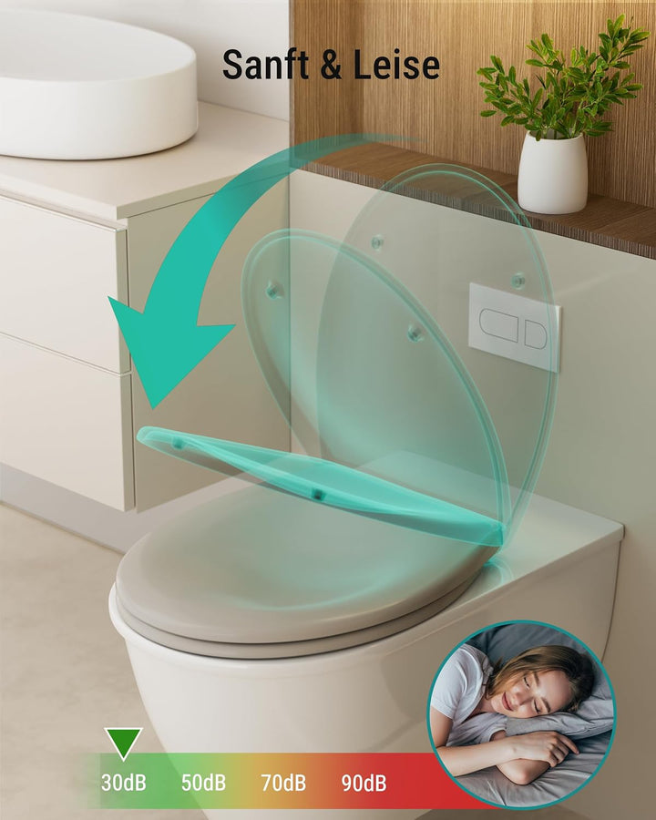 HySail Hochwertiger Toilettendeckel mit Absenkautomatik, Schnellverschluss und Hygienischer Oberfläc