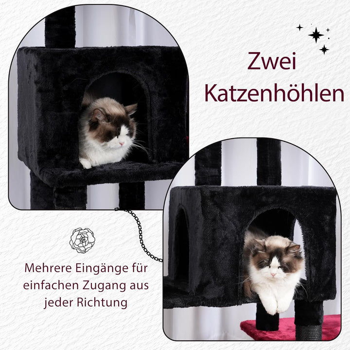 Hey-brother XXL Kratzbaum für gross Katzen, 180 cm hoch Stabil Katzenbaum mit rechts erweitert mit 3