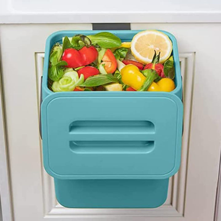 Mülleimer Hängend Mit Deckel Küche Mülleimer Abfalleimer 5L Blau Komposteimer für Arbeitsplatte Behä