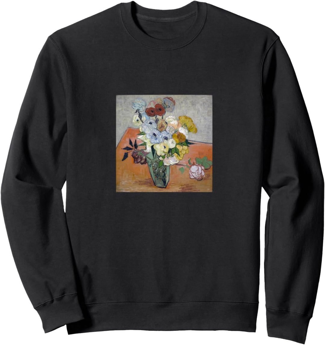 Stillleben Japanische Vase Rosen Anemonen Vincent van Gogh Art Sweatshirt
