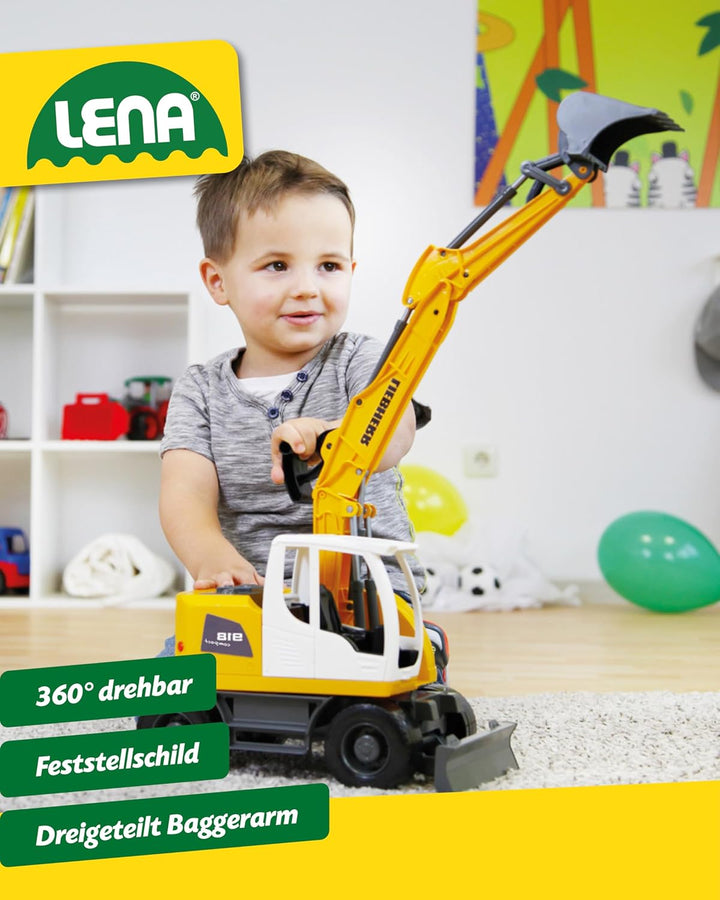 Lena 04611 - Worxx Schaufelbagger Modell Liebherr A918 Compact Litronic, ca. 48 cm, Baustellen Spiel