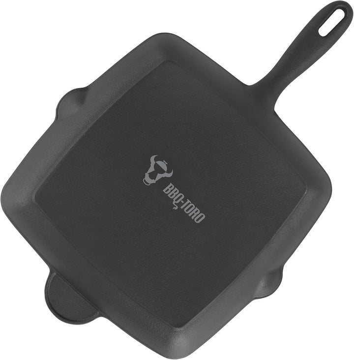 BBQ-Toro Gusseisen gerippte Steakpfanne | 26 x 26 cm - eckig | bereits eingebrannt - preseasoned | G