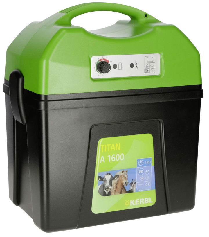Kerbl Titan A 1600 Akku Weidezaungerät, 1.6 J Weidezaun Gerät Akkugerät 12 Volt, Titan A 1600