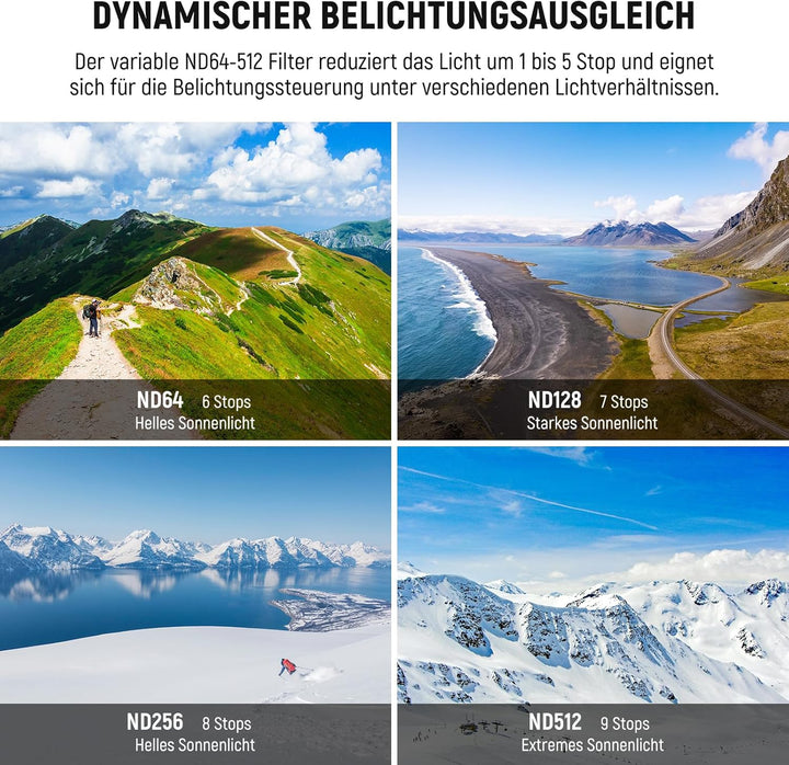 NEEWER Variabler ND Filter Kompatibel mit DJI Mini 5 Pro Drone Kamera, Snap On, Einstellbarer Graufi