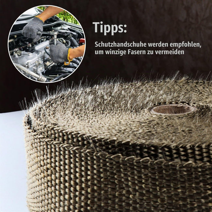 ilauke Hitzeschutzband Auspuffband, 15M*5CM Hitzeschutzband Auspuff Gelb mit 15 Edelstahl Kabelbinde