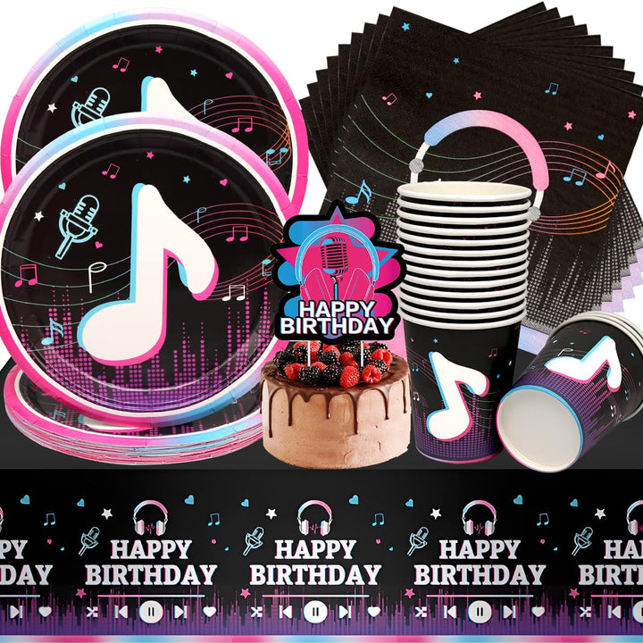 Musik Geburtstag Deko,Doyomtoy 50 Stück Musiknoten Partygeschirr Set Cake Topper Musik Geburtstag Pa