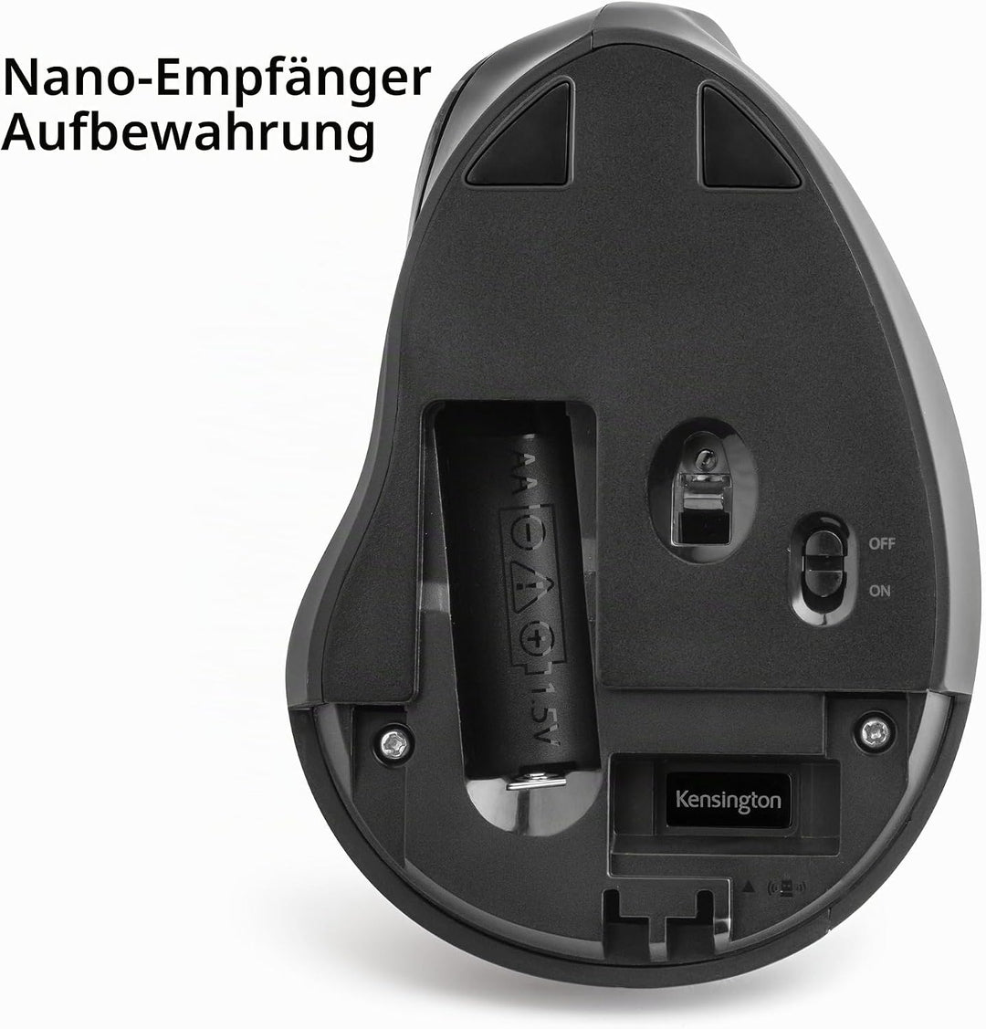 Kensington Kabellose ergonomische vertikale Maus, Wireless Pro Fit Ergo Vertikale Computermaus mit S