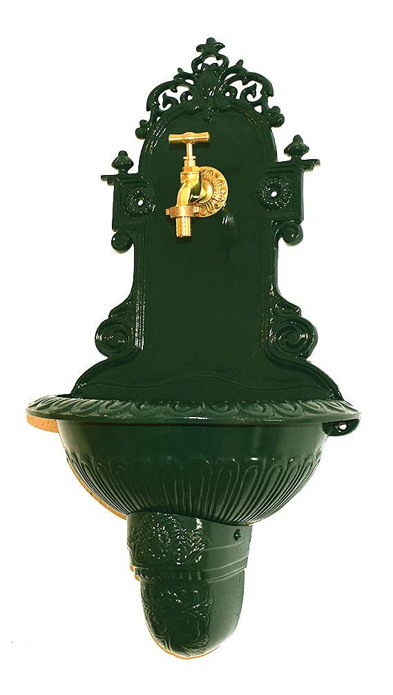 Wandbrunnen Graf von Gerlitzen Blumenampel Alu Bassena Wand Brunnen Kran Ablauf FOU1-G Kleiner kran