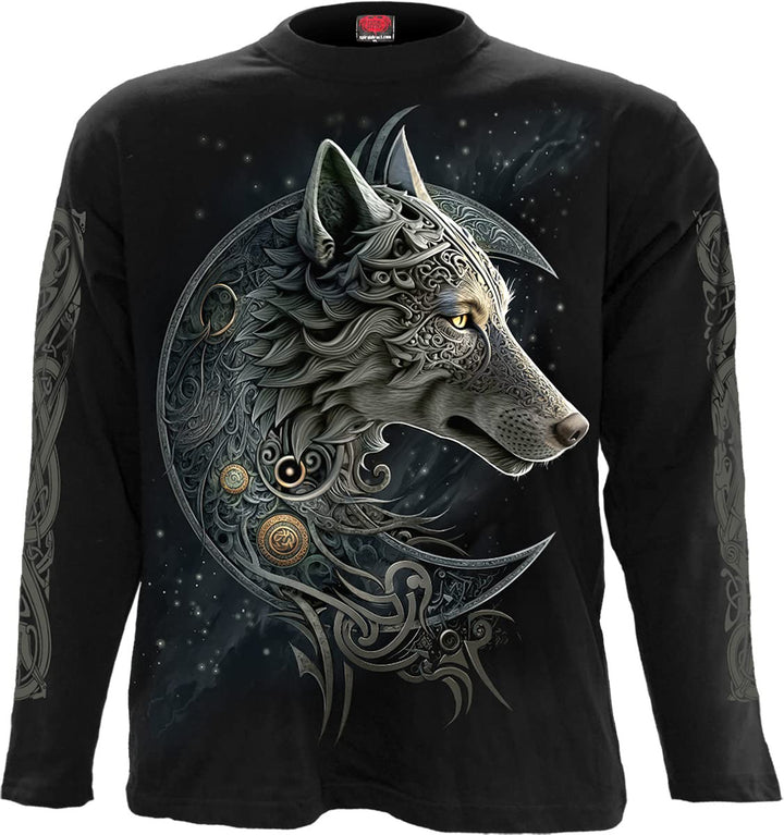 Spiral Celtic Wolf Männer Langarmshirt schwarz Basics, Esotherik, Rockwear, Tiere & Haustiere L Schw
