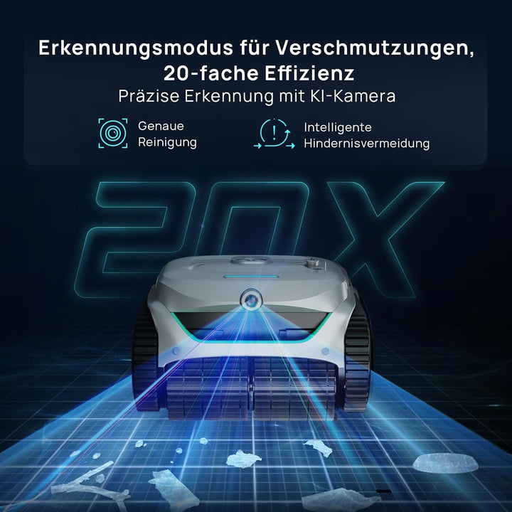 (Neues Modell) WYBOT C2 Vision-A Kabelloser Poolroboter Akku mit KI-Kamera, 8 Modi, starker Saugkraf