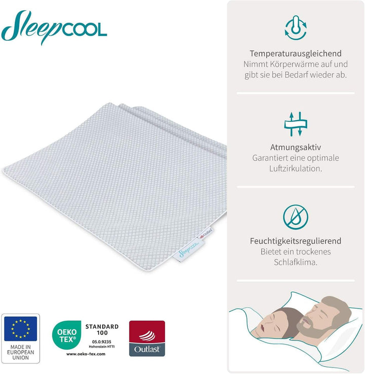 SleepCOOL. Kühlende Kissenhülle 80x80cm COOL.Xtra - Weniger Schwitzen, Weniger Frieren, Besser Schla
