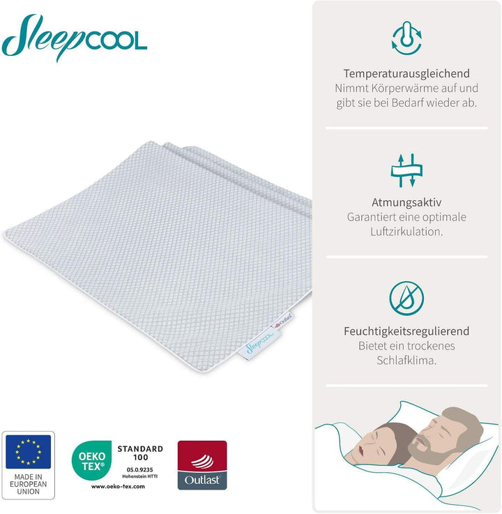 SleepCOOL. Kühlende Kissenhülle 80x80cm COOL.Xtra - Weniger Schwitzen, Weniger Frieren, Besser Schla