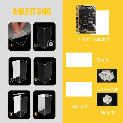 cooldac Acryl-Vitrine kompatibel mit Lego 10338 Bumblebee, Staubdichtes Transparentes HD Backdrop Di