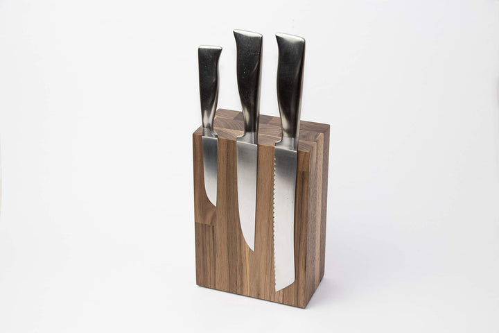 Schubica Messerblock BLOQ 701 unbestückt | Magnetblock Holz für 6 Messer | Nussbaum Messerleiste | M
