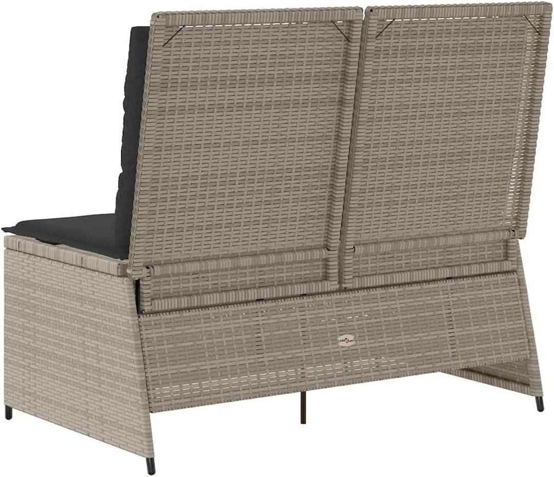 Homgoday Gartenliegebank Hellgrau Poly-Rattan 108 cm Sitzbreite, 2-Personen, für Entspannung und Fre