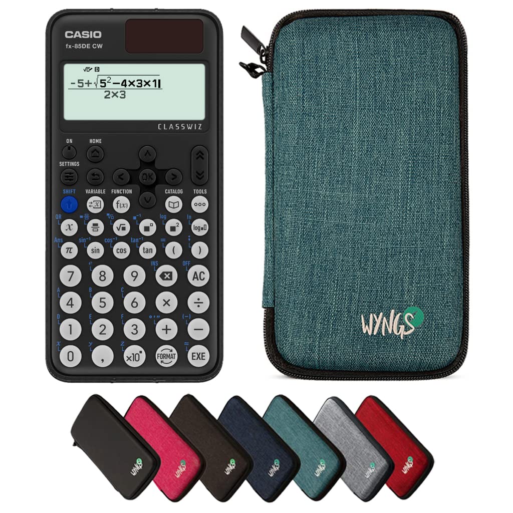 CALCUSO Sparpaket: Casio FX-85DE CW ClassWiz technisch-wissenschaftlicher Schulrechner + WYNGS Schut