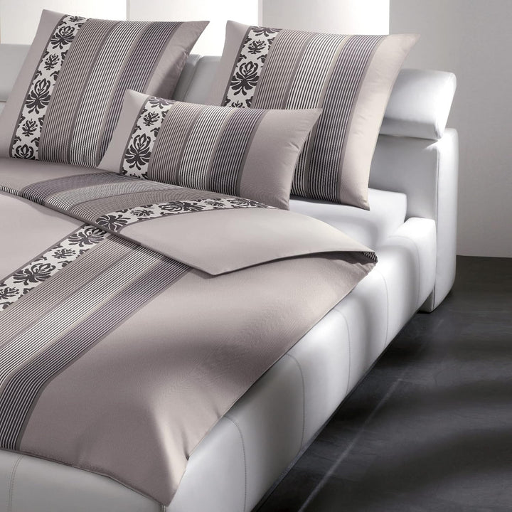 Joop! Bettwäsche Ornament Stripe Mako-Satin Graphit Grösse 135x200 cm (40x80 cm) 135x200 cm + 40x80