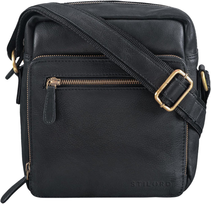 STILORD 'Nathan' Umhängetasche Herren Leder klein braun Vintage Herrentasche 10,1 Zoll Tablettasche