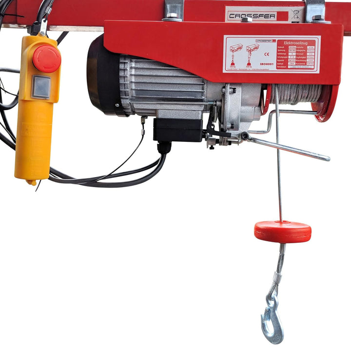 CROSSFER PA600A Elektrischer Seilhebezug 230Volt für 300kg/600kg Last Seilwinde mit Umlenkrolle als