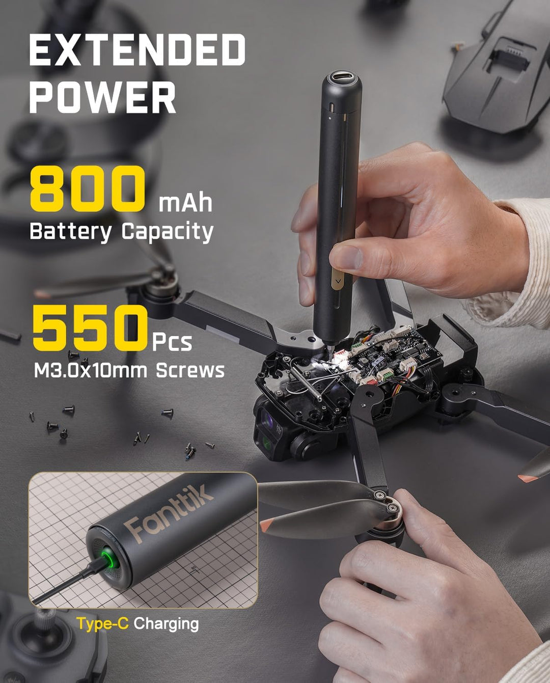 Fanttik E2 Ultra 3.7V Mini Elektro Schraubendreher Set, 50 in 1 Magnetische Präzisions-Schraubendreh