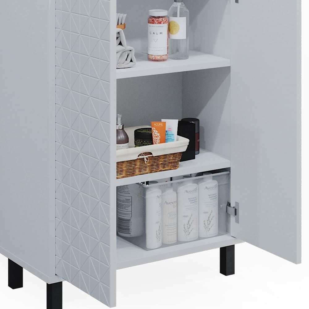 Vicco Midischrank Agasta, Weiss Hochglanz, 56.2 x 83.2 cm Weiss Hochglanz Badschrank 3 Fächer, Weiss