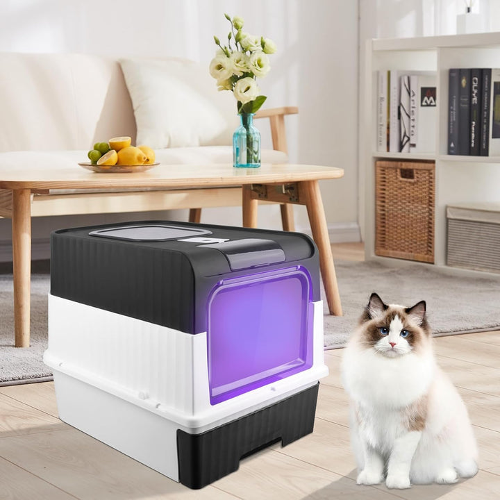 OHMG Selbstreinigende Katzentoilette,Katzenklo Selbstreinigend,Geruchsbeseitigung,Geschlossen Grosse