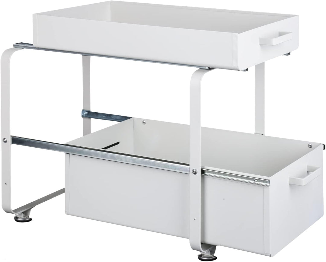 HUOLE 2 Etagen Unter Waschbecken Regal, Küchenschrank Organizer aus Metall, Spülschrank Putzmittel O
