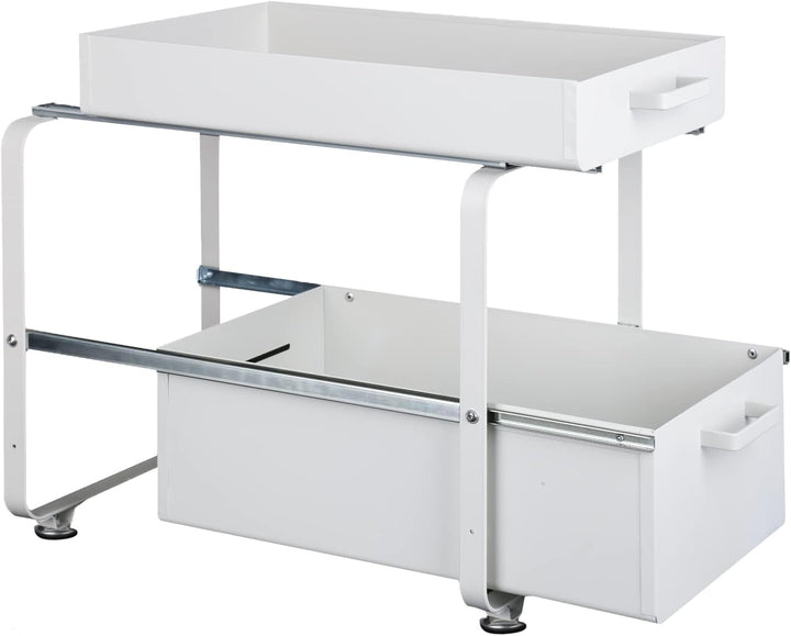 HUOLE 2 Etagen Unter Waschbecken Regal, Küchenschrank Organizer aus Metall, Spülschrank Putzmittel O