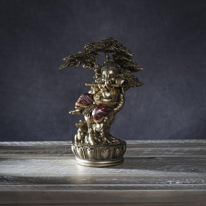 Pacific Giftware Ganesha Figur musiziert unter Baum | Statue Buddha Hinduistisch
