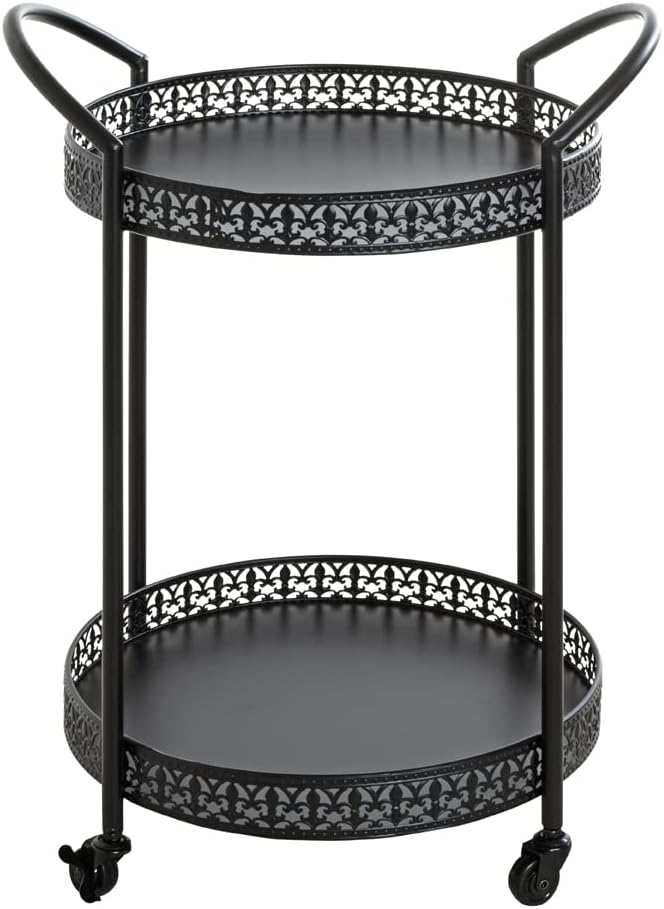 HAKU Servierwagen schwarz, Metall - Masse: B 51 cm x H 71 cm x T 42 cm, Style: Art Deco, Schwarz