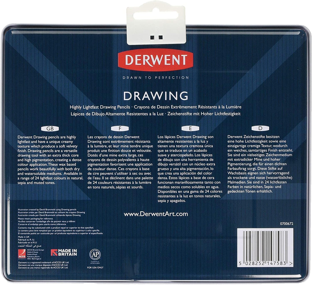 Derwent Drawing Buntstifte, Zeichnen &amp; Schreiben, 24er-Set, Ideal zum Illustrieren &amp; Detaillieren, P