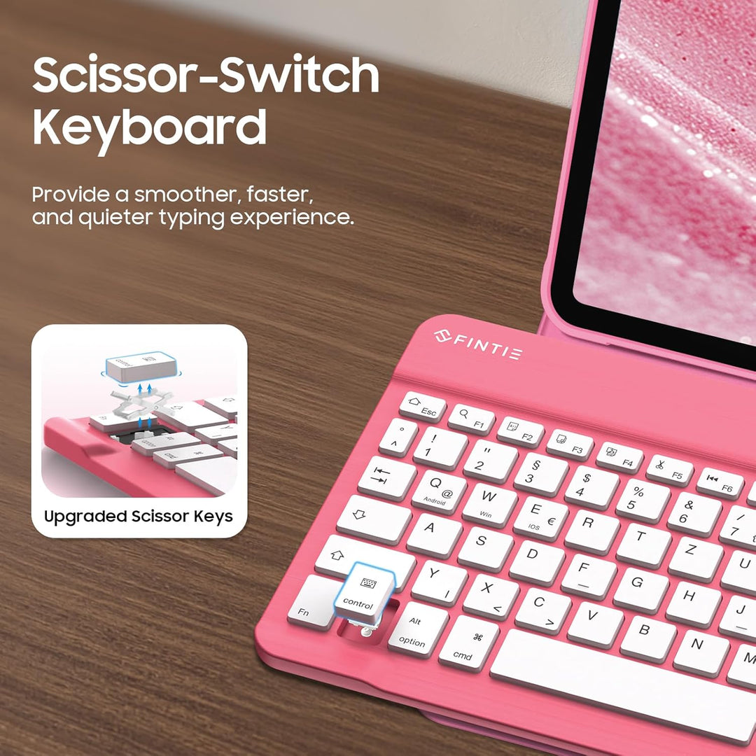 FINTIE Hülle mit Tastatur für iPad A16 11 Generation/10 Gen (11/10.9 Zoll, 2025/2022), 7-farbige Hin