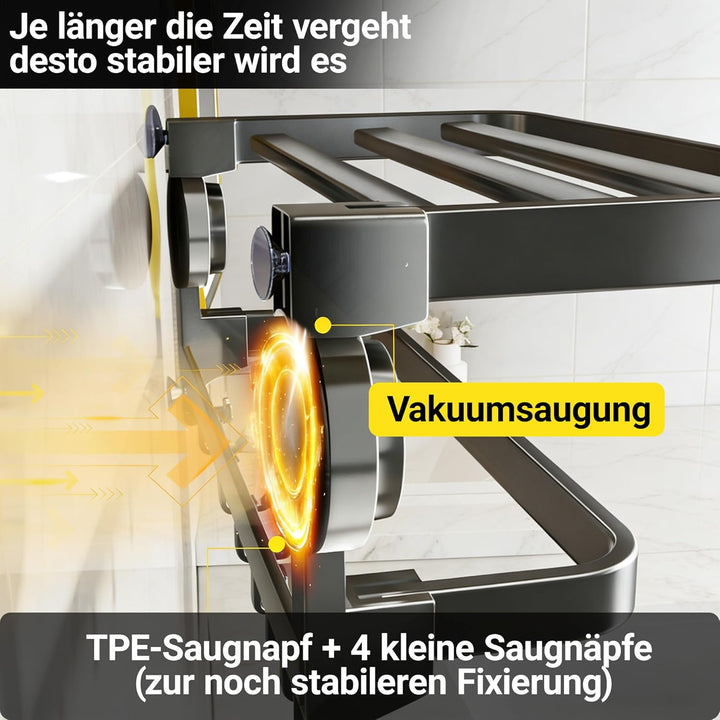 Handtuchregal für Badezimmer – Handtuchhalter ohne Bohren mit Saugnapf, 90° Verstellbares Design, Ho
