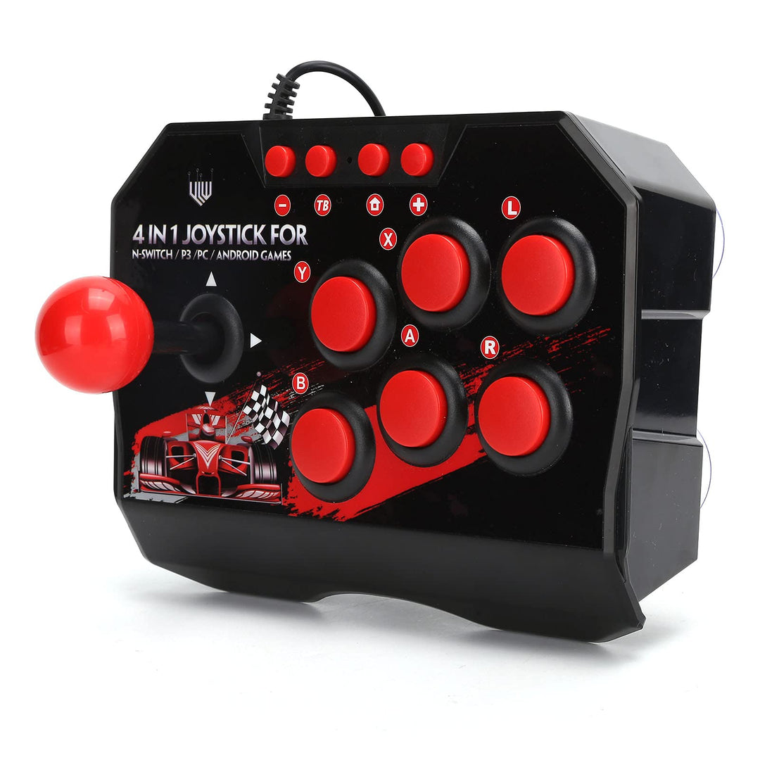Universal Arcade Fight Stick für Switch/PC/PS3, mit USB Port, Ergonomisches Design, Schwarzes und Ro