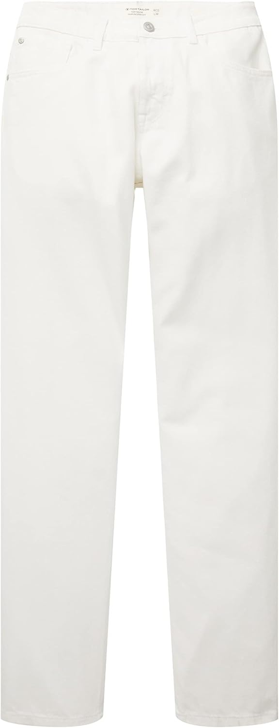 TOM TAILOR Herren Marvin Straight Jeans 34W / 32L 10101 - White Denim, 34W / 32L 10101 - White Denim