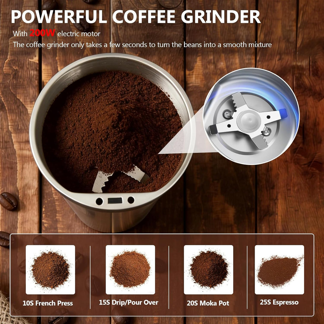 Kaffeemühle Elektrisch, Elektrisch Gewürzmühle und Kaffee Mühle mit Edelstahl Klinge und Sicherheits