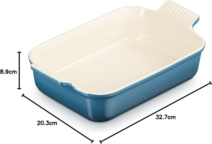 Le Creuset Rechteckige Auflaufform Tradition aus Steinzeug, 26 cm, 2.4 Liter, Deep Teal, 71102266420